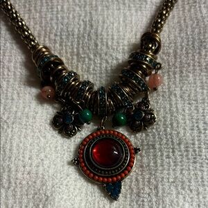 Bohemian Multicolor Statement Pendant Necklace Charms Details